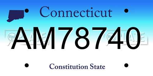 AM78740 Connecticut License Plate