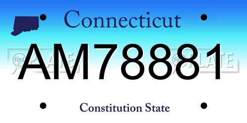 AM78881 Connecticut License Plate