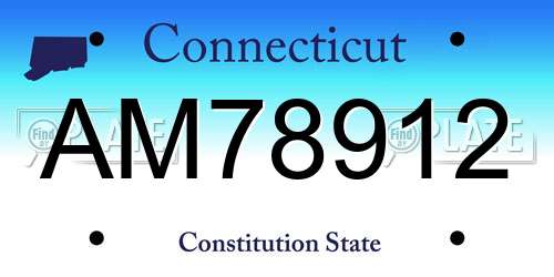 AM78912 Connecticut License Plate