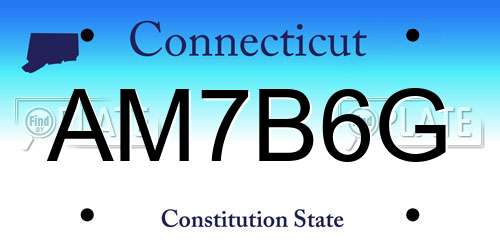 AM7B6G Connecticut License Plate