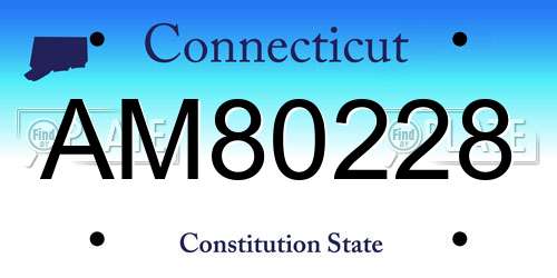 AM80228 Connecticut License Plate