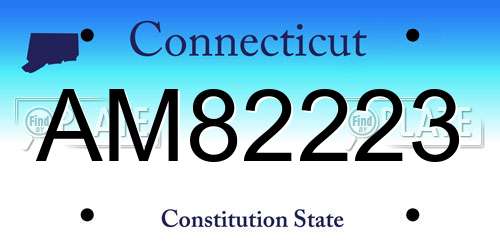 AM82223 Connecticut License Plate