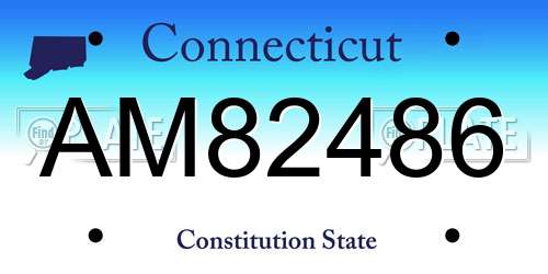 AM82486 Connecticut License Plate