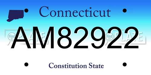 AM82922 Connecticut License Plate