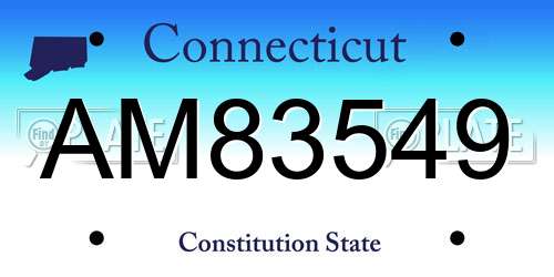 AM83549 Connecticut License Plate