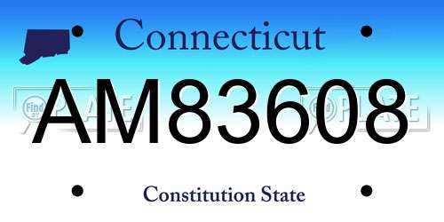 AM83608 Connecticut License Plate
