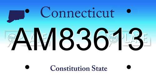 AM83613 Connecticut License Plate