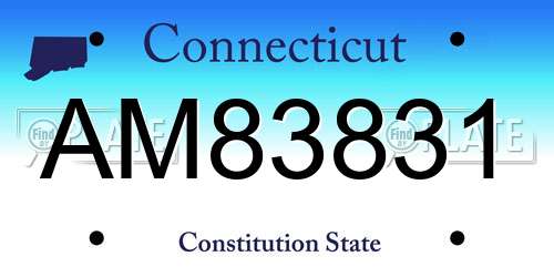 AM83831 Connecticut License Plate