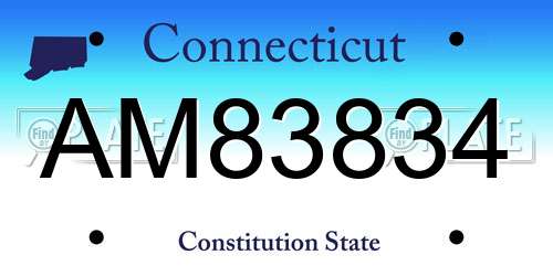 AM83834 Connecticut License Plate