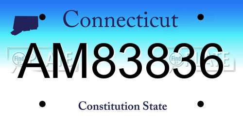 AM83836 Connecticut License Plate