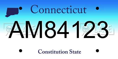 AM84123 Connecticut License Plate