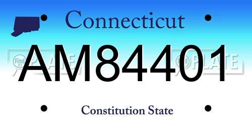 AM84401 Connecticut License Plate