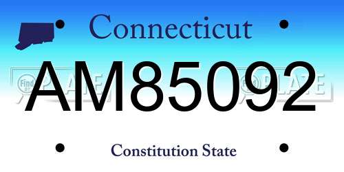 AM85092 Connecticut License Plate