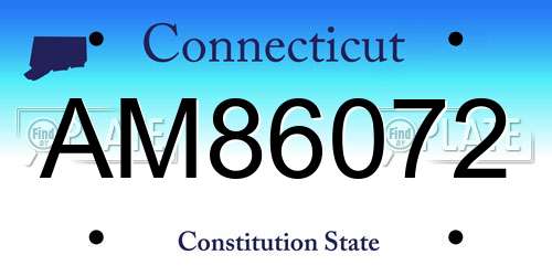 AM86072 Connecticut License Plate