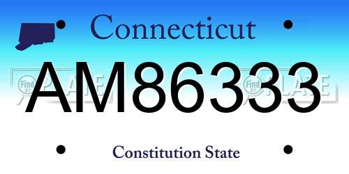 AM86333 Connecticut License Plate