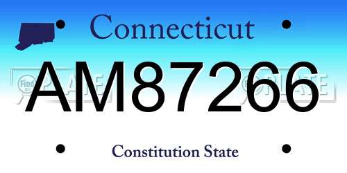 AM87266 Connecticut License Plate