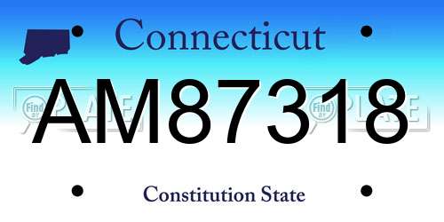 AM87318 Connecticut License Plate