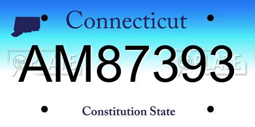 AM87393 Connecticut License Plate
