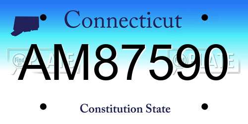 AM87590 Connecticut License Plate