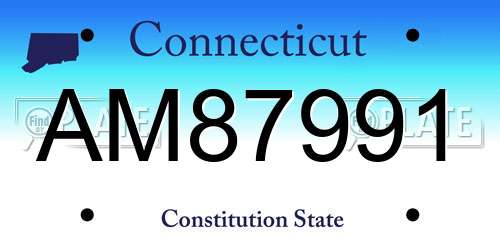 AM87991 Connecticut License Plate