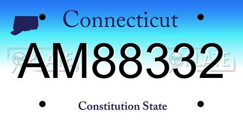 AM88332 Connecticut License Plate