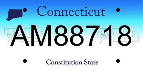 AM88718 Connecticut License Plate