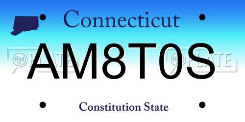 AM8T0S Connecticut License Plate