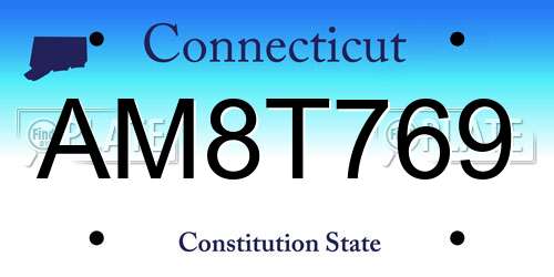 AM8T769 Connecticut License Plate