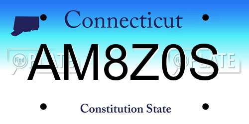 AM8Z0S Connecticut License Plate