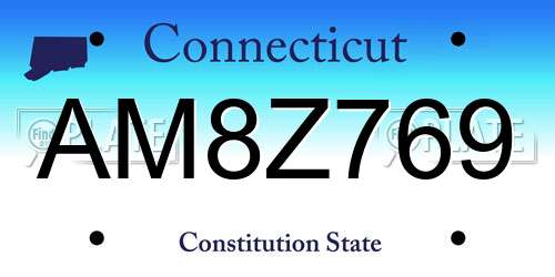 AM8Z769 Connecticut License Plate
