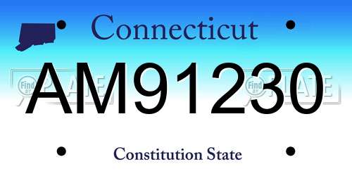 AM91230 Connecticut License Plate