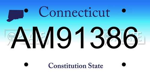 AM91386 Connecticut License Plate
