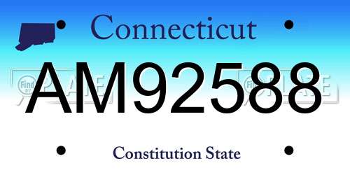 AM92588 Connecticut License Plate