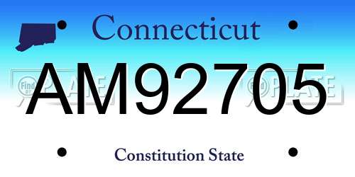 AM92705 Connecticut License Plate