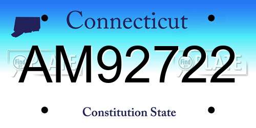 AM92722 Connecticut License Plate
