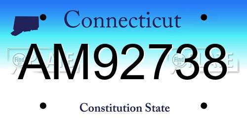 AM92738 Connecticut License Plate