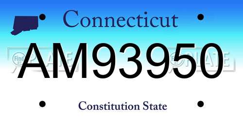 AM93950 Connecticut License Plate