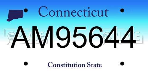 AM95644 Connecticut License Plate