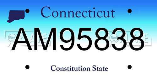 AM95838 Connecticut License Plate
