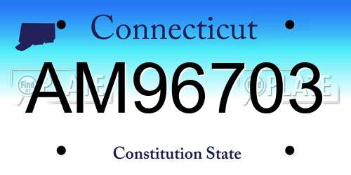 AM96703 Connecticut License Plate