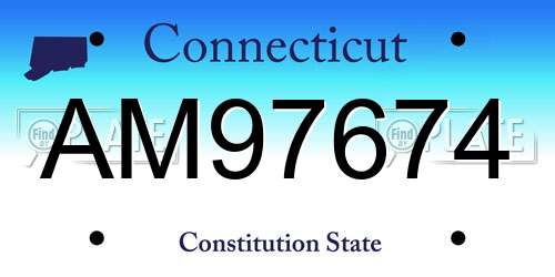 AM97674 Connecticut License Plate