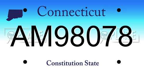 AM98078 Connecticut License Plate