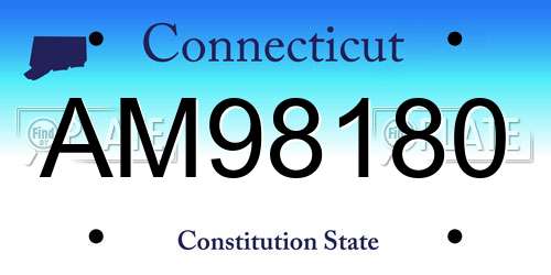 AM98180 Connecticut License Plate