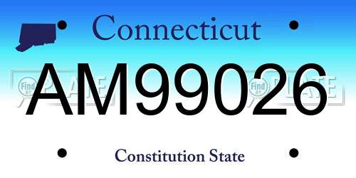 AM99026 Connecticut License Plate