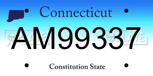 AM99337 Connecticut License Plate