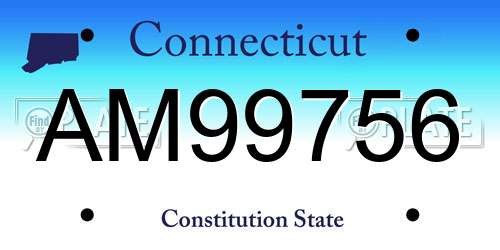 AM99756 Connecticut License Plate