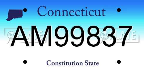 AM99837 Connecticut License Plate