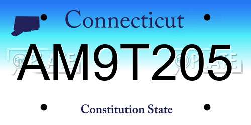 AM9T205 Connecticut License Plate