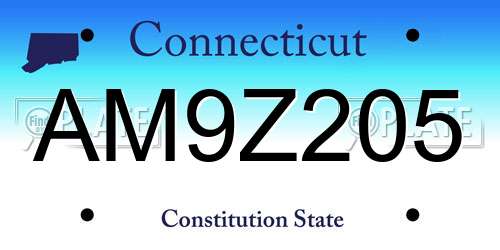 AM9Z205 Connecticut License Plate