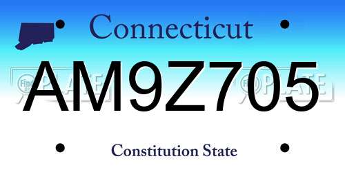 AM9Z705 Connecticut License Plate